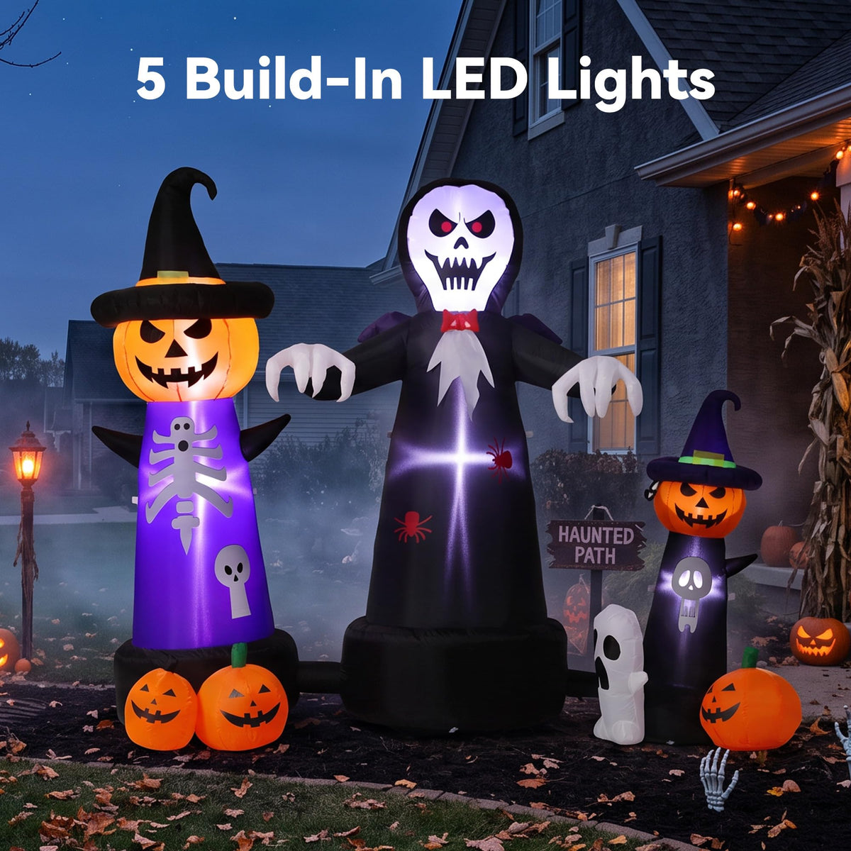 9FT Halloween Inflatable Grim Reaper with Built-in LED Light B275346