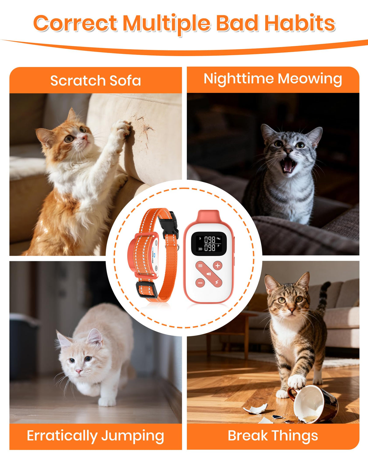 Lightweight Waterproof Cat Training Collar with Remote Z276427