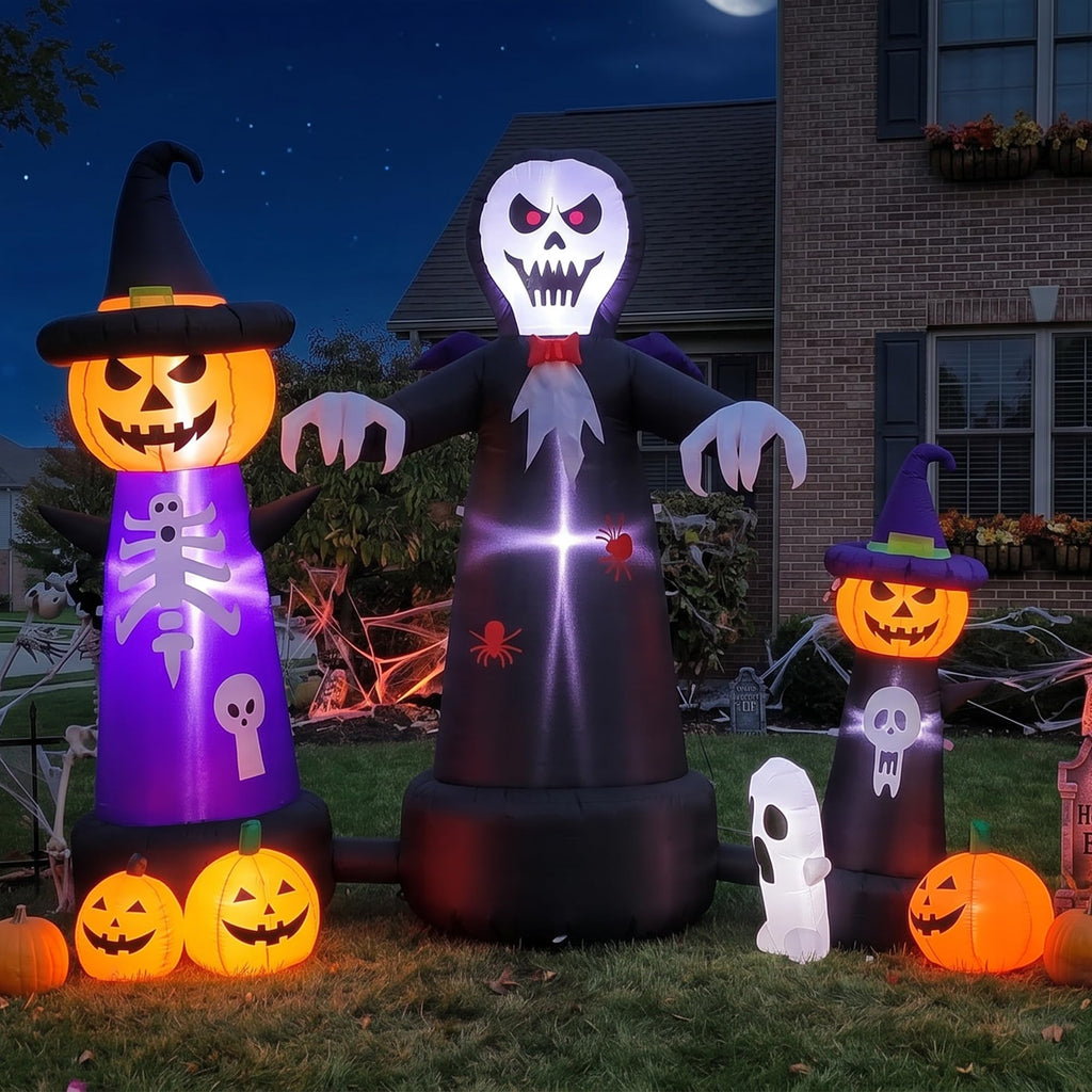 9FT Halloween Inflatable Grim Reaper with Built-in LED Light B275346