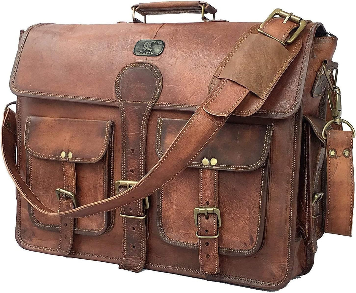 Vintage Brown Full Grain Leather Messenger Bag A17993