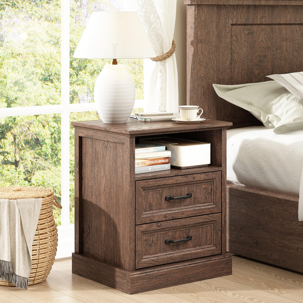 Brown 2 Drawer Nightstand Set of 2 V7422