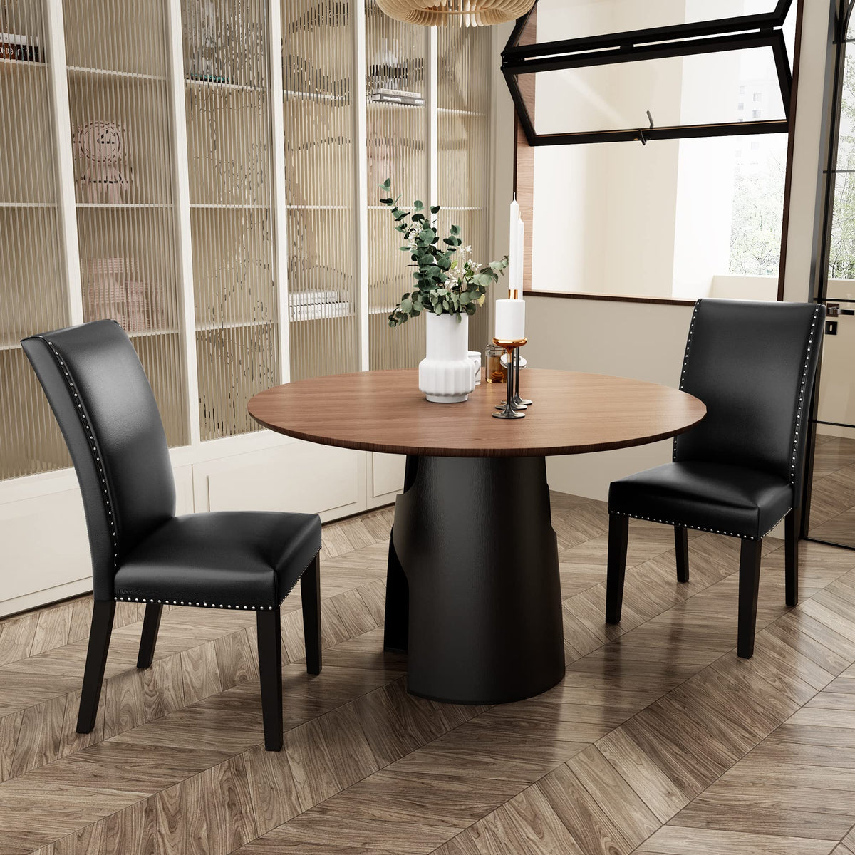 Black PU Dining Chairs Set of 2 T894092