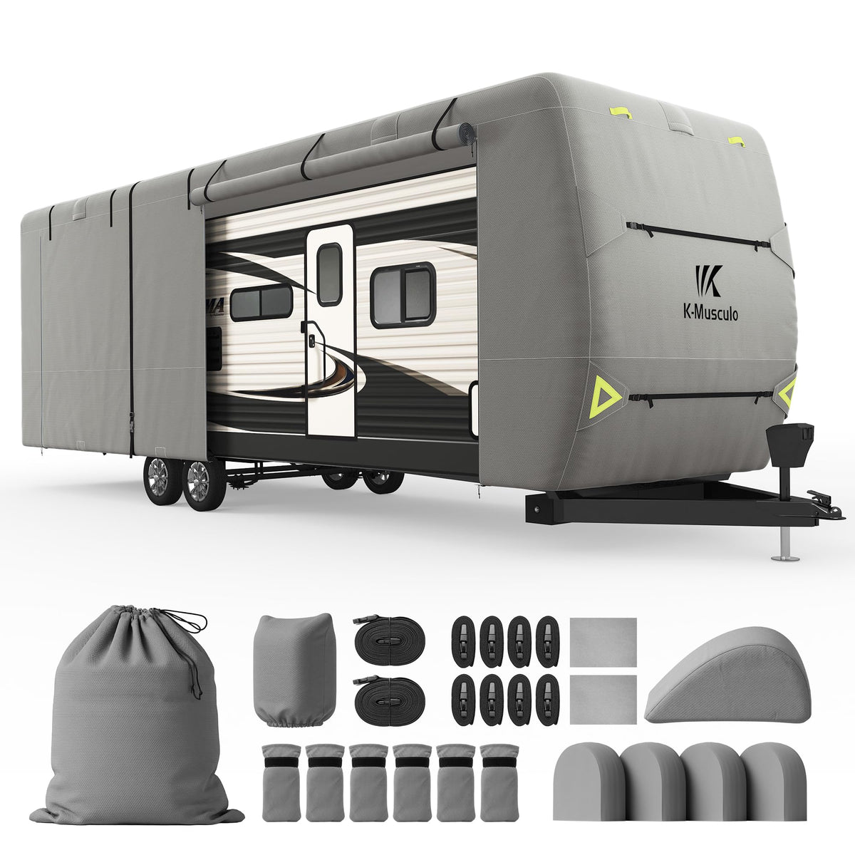 14-16 FT Heavy Duty Waterproof Camper Cover with 4 Tire Cover N434