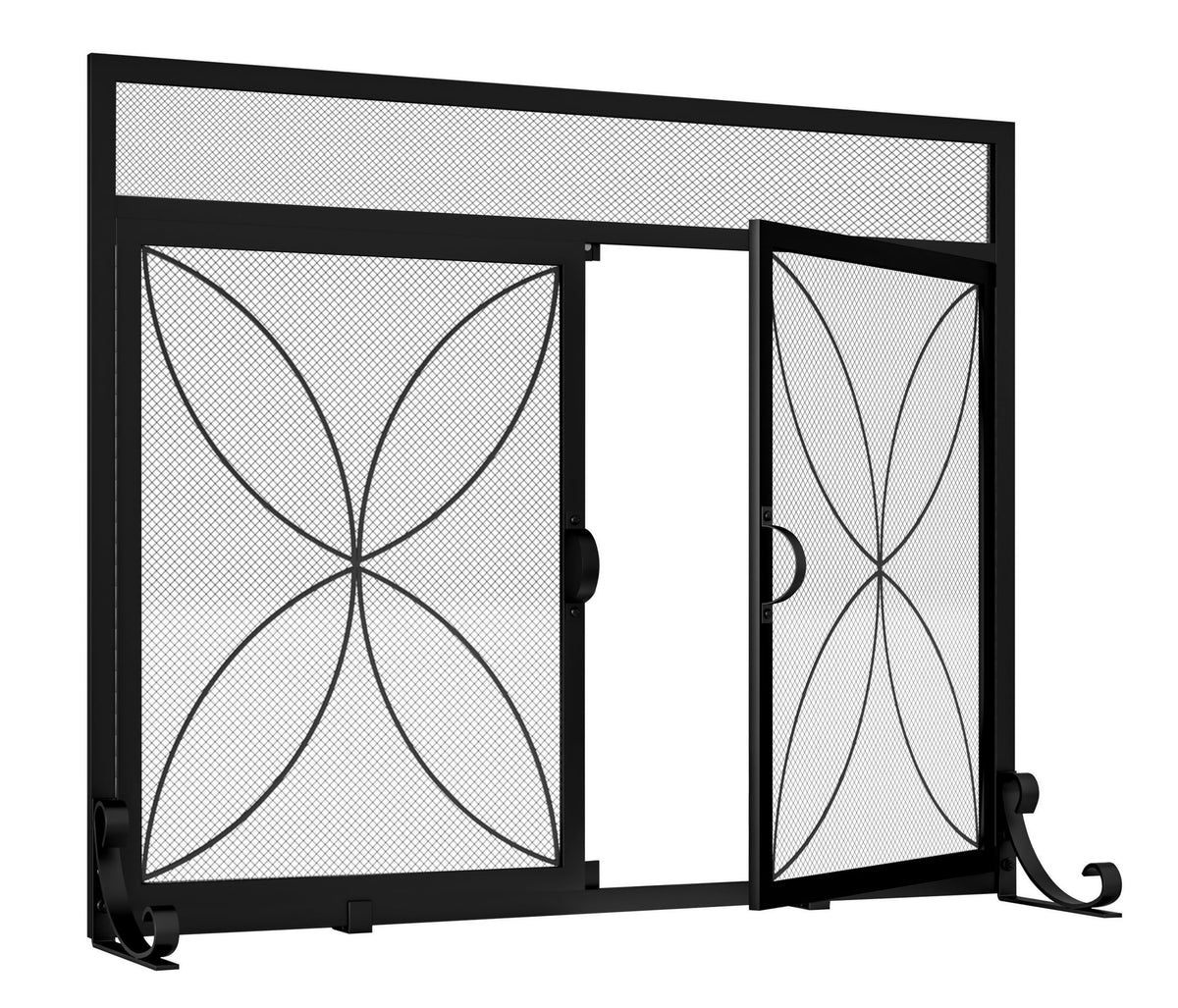Black Metal Fireplace Screen Magnetic Doors B5036