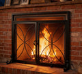 Black Metal Fireplace Screen Magnetic Doors B5036