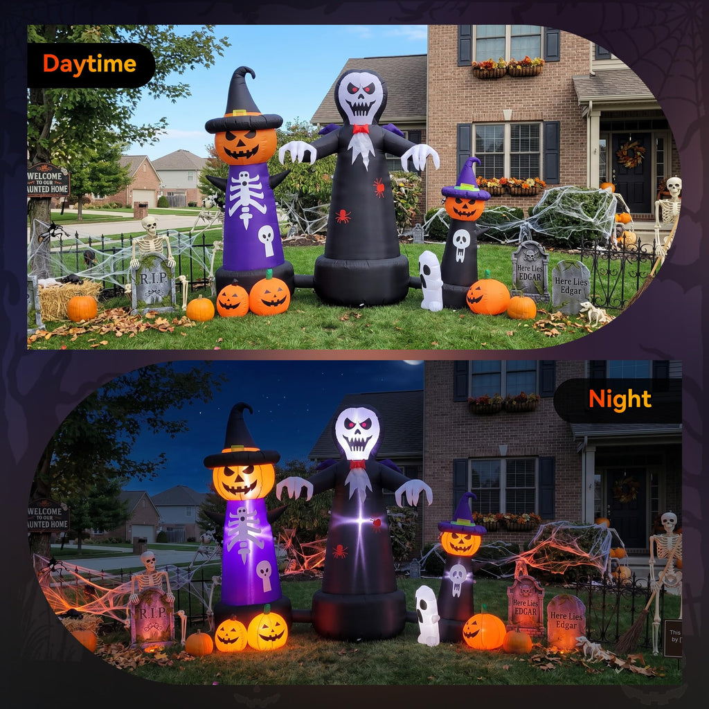 9FT Halloween Inflatable Grim Reaper with Built-in LED Light B275346