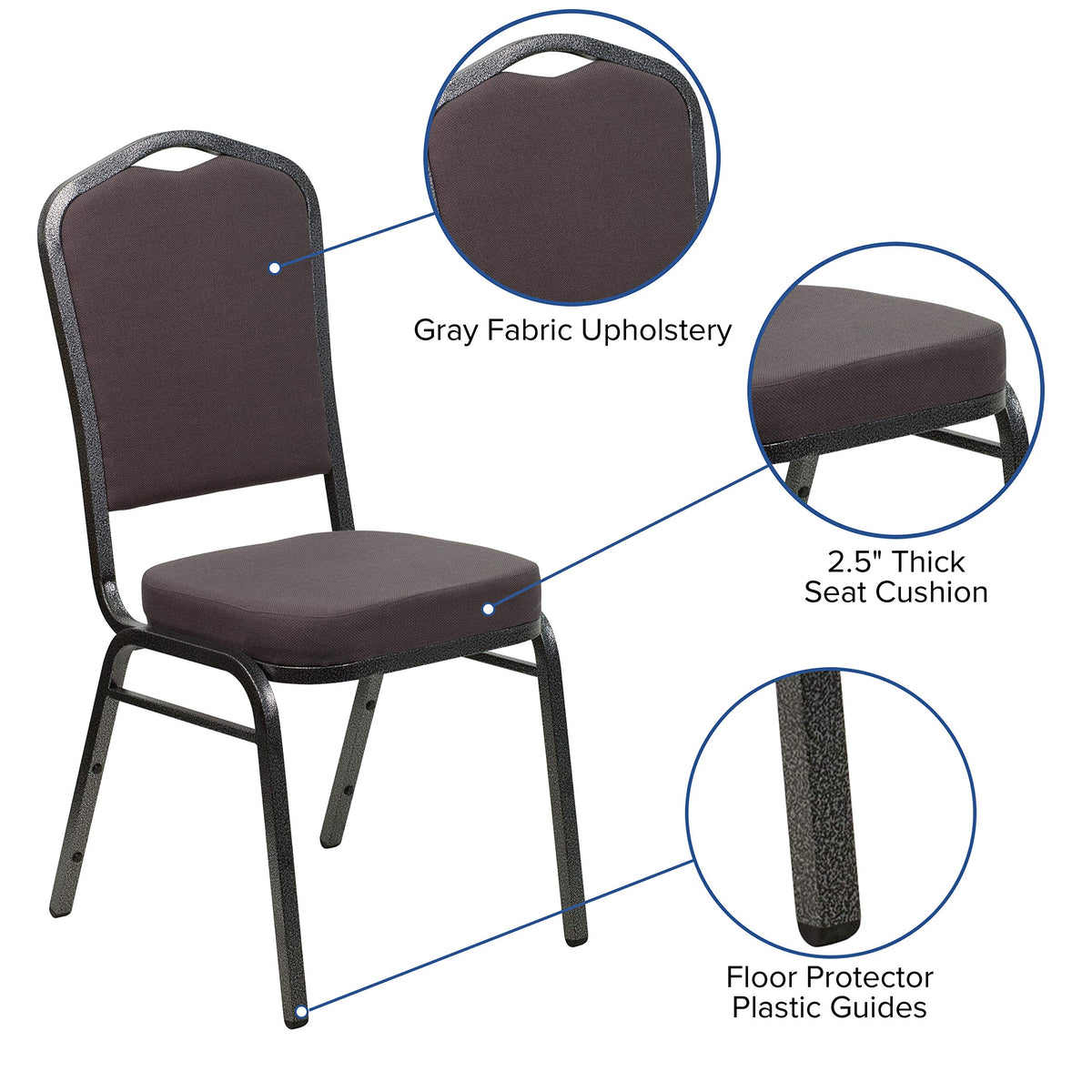 Gray Fabric Stacking Banquet Chair X8013